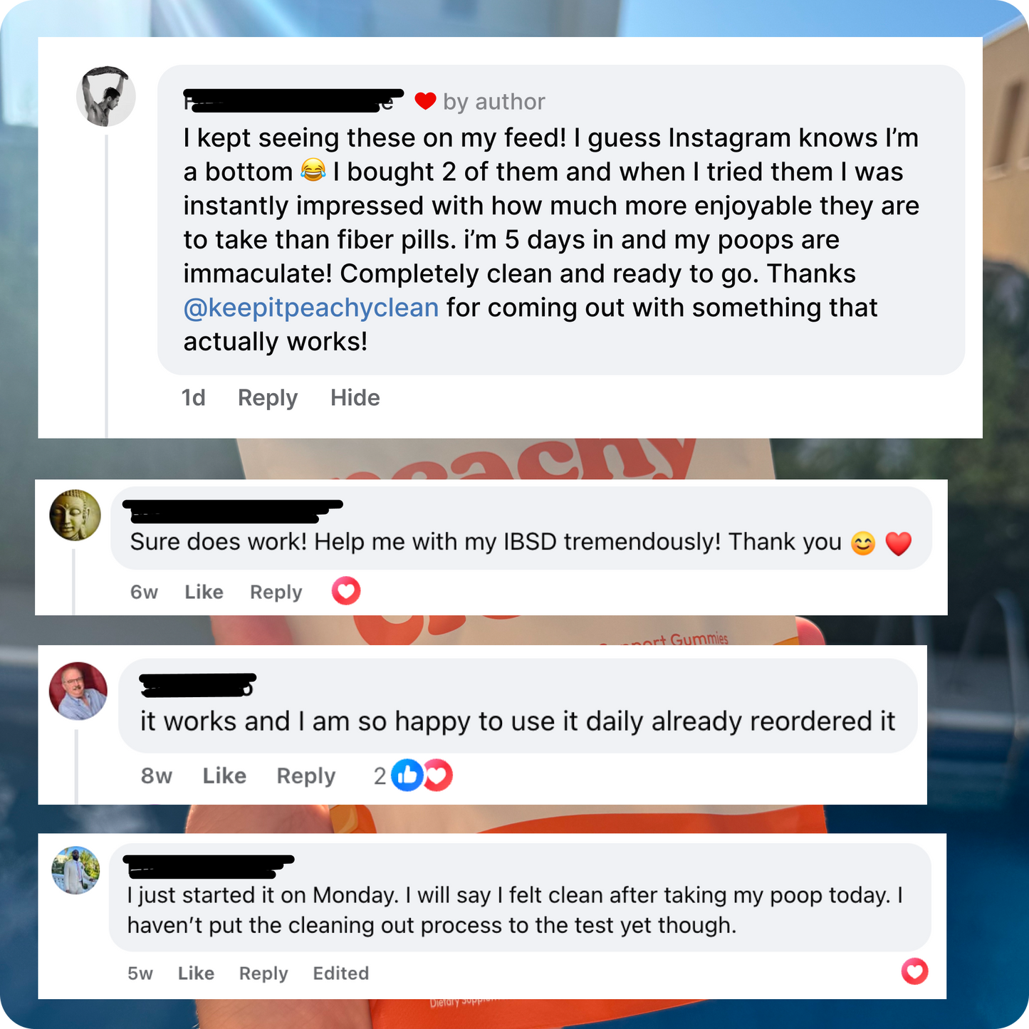 Peachy Men Clean Sugar-Free Pre+Probiotic Fiber Gummies